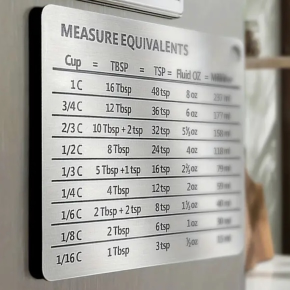 Stainless Steel Fridge Magnet, Common Unit Conversion Comparison Table - Picture 5 of 13